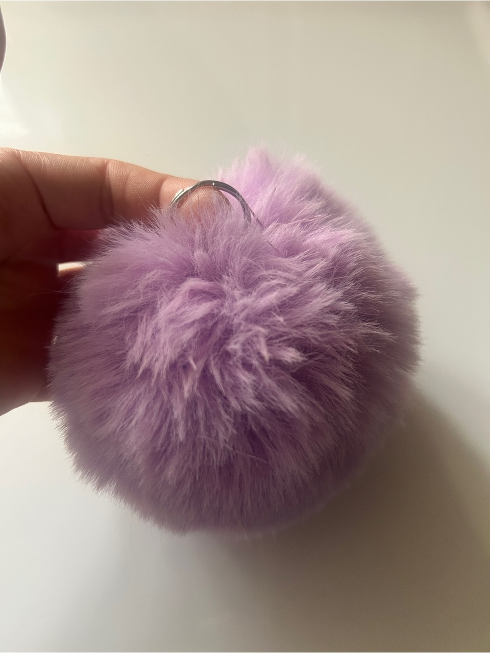 Lilac Faux Fur Pom Pom Keyring - Unbranded